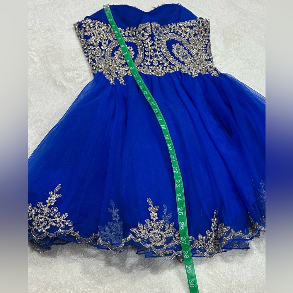 Charming Formal Dress in Royal Blue with Silver Embellishments - Picture 8 of 10
